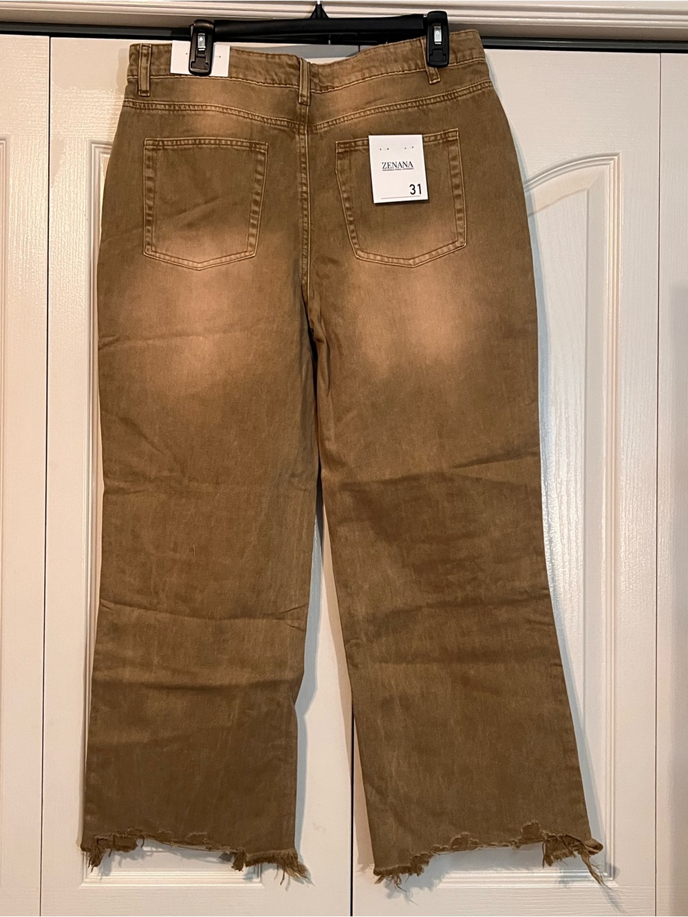Zenana Outfitters Brown Distressed Wide-Leg Jeans - Picture 5 of 12